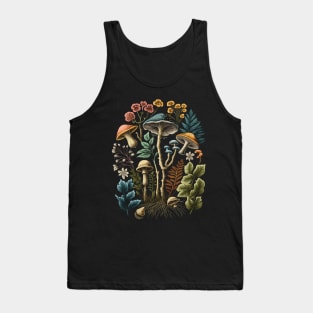 Cottagecore Aesthetic Mushrooms And Plants Tank Top